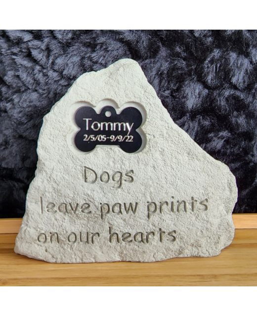 Memorial Rock Dogs Pawprints Grey