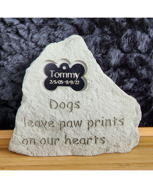 Memorial Rock Dogs Pawprints Grey