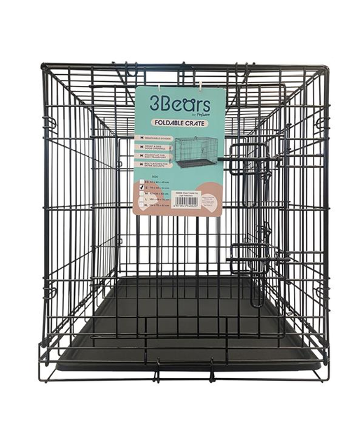 3Bears Foldable Dog Crate with Divider 78x48x54cm
