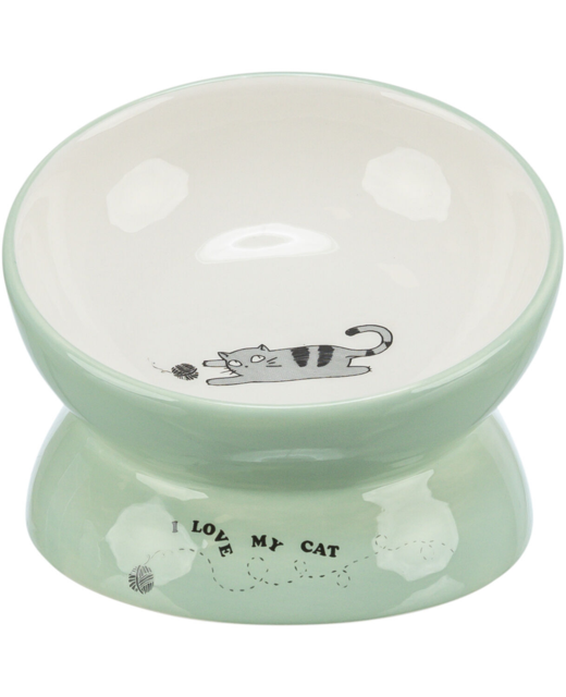 Raised Cat Bowl - Sage 13cm