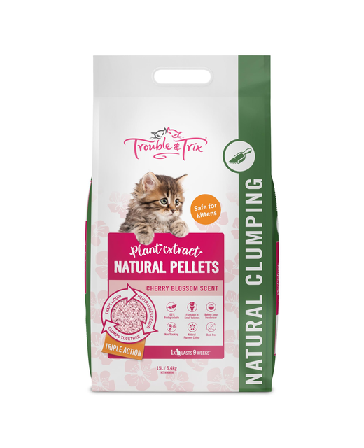 Trouble & Trix Natural Cat Litter - Cherry Blossom 15L