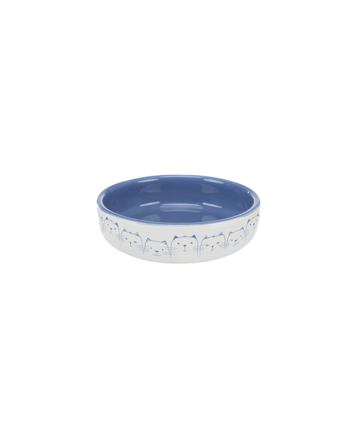 Cat Dish for Short-Nosed Breeds - Blue/white 15cm