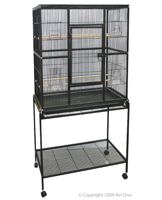 Avi One 604 Birdcage on Stand w/ Wheels Black 82x46x152cm