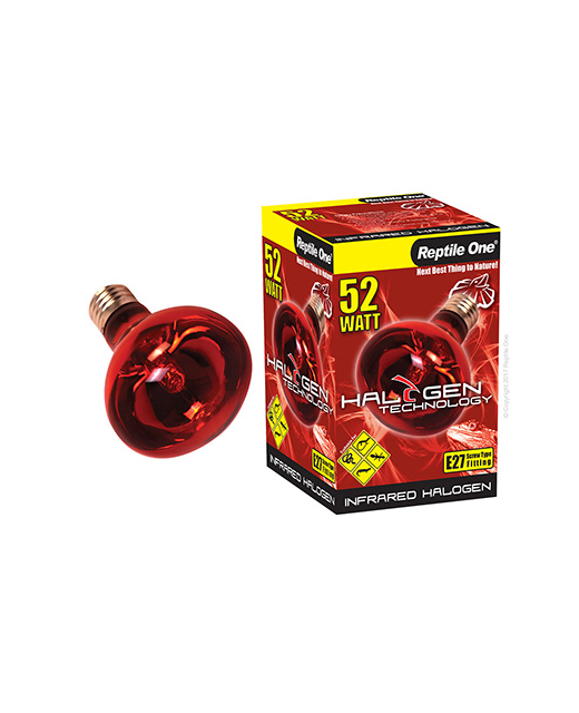 Reptile One Halogen Heat Lamp Infrared 52W (eqv.75w) E27 Screw Fitting