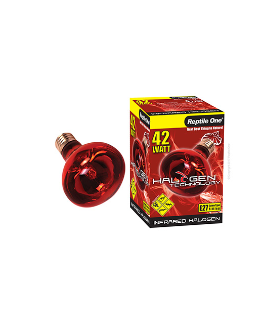 Reptile One Halogen Heat Lamp Infrared 42W (eqv.60w) E27 Screw Fitting