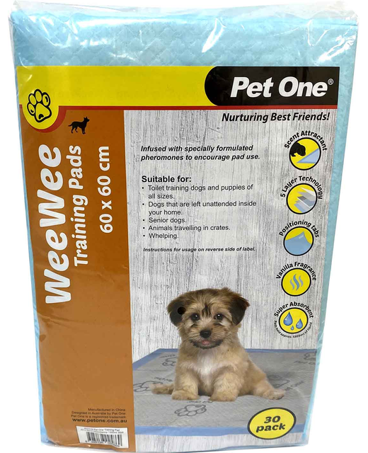 Pet One Wee Wee 30 Pack Training Pad 60x60cm Absorbency 1300ml