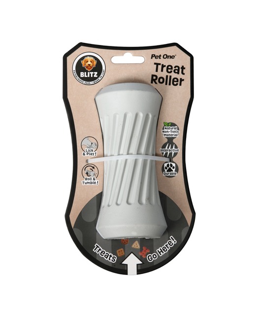 Pet One Dog Toy Blitz Rubber Treat Roller Grey M