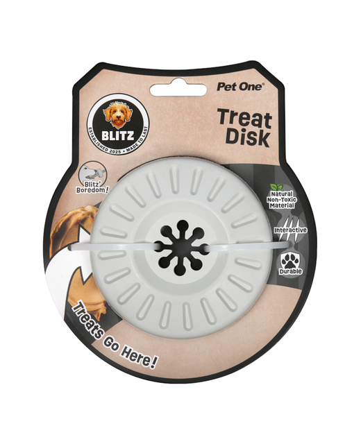 Pet One Dog Toy Blitz Rubber Treat Disk Grey