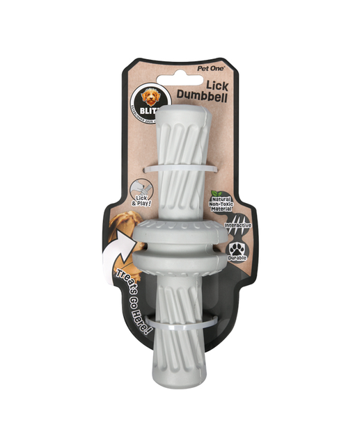 Pet One Dog Toy Blitz Rubber Lick Dumbbell Grey M
