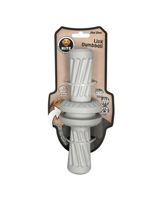 Pet One Dog Toy Blitz Rubber Lick Dumbbell Grey L