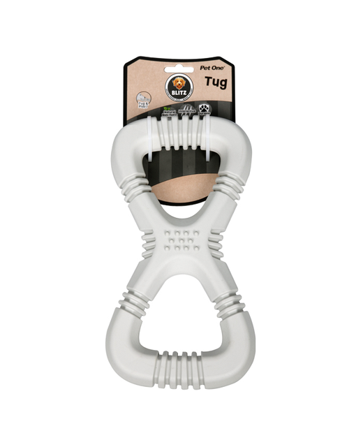 Pet One Dog Toy Blitz Rubber Tug Grey L