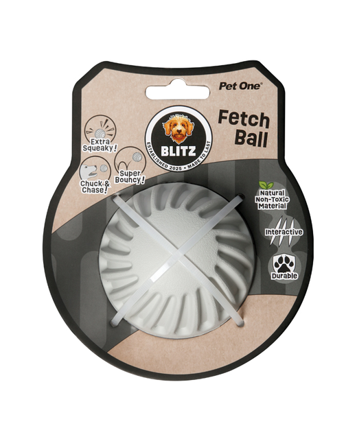 Pet One Dog Toy Blitz Rubber Fetch Ball Grey M