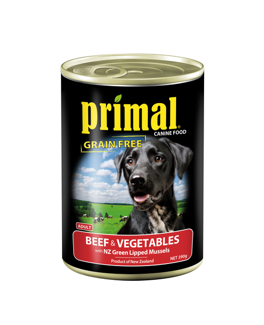 Primal Beef & Vege 390g Can 