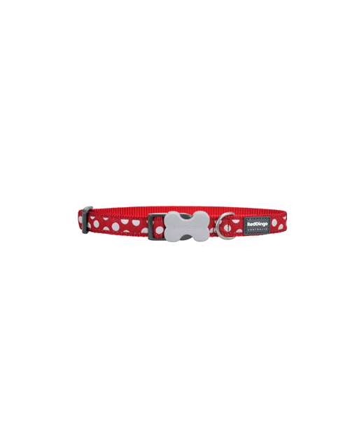 Red Dingo Dog Collar Spots White on Red Medium 20mm x 30-47cm