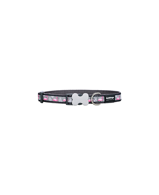 Red Dingo Dog Collar Flamingo Cool Grey Small 12mm x 20-32cm