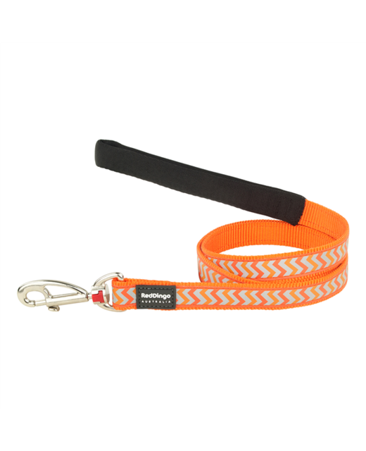 Red Dingo Dog Lead Reflective Ziggy Orange Medium 20mm x 1.2m