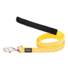 Red Dingo Dog Lead Gingham Yellow Medium 20mm x 1.2m