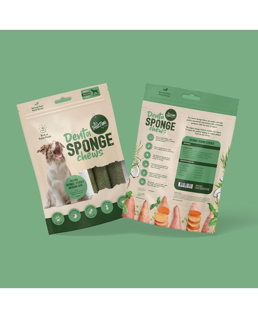 Its Treat Time Dog Denta Sponge Chew Sticks Medium 6pack 