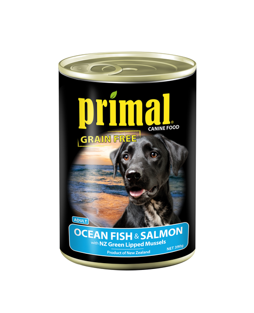 Primal Ocean Fish, Salmon & Vege 390g Can with NZ Green Lipped Mussel