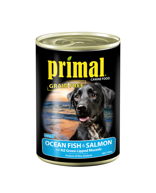 Primal Ocean Fish, Salmon & Vege 390g Can with NZ Green Lipped Mussel