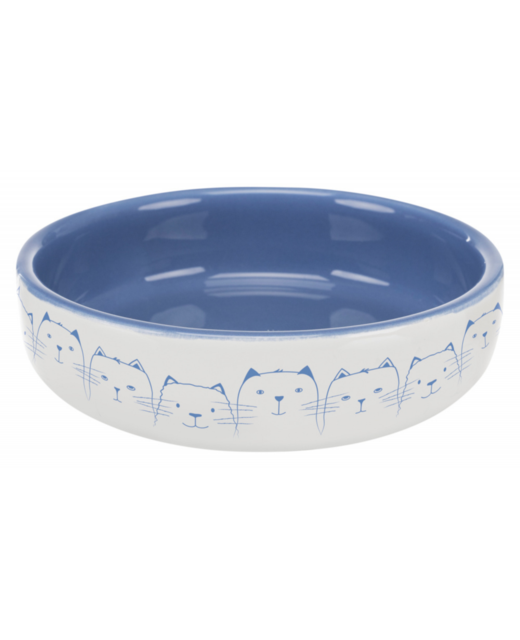 Trixie Cat Dish for Short-Nosed Breeds - Blue/white 15cm
