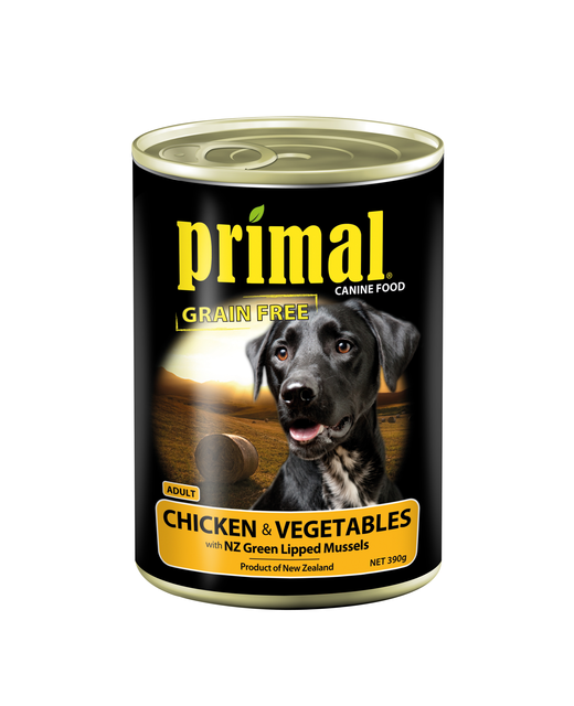 Primal Chicken & Veges 390g Can with NZ Green Lipped Mussel
