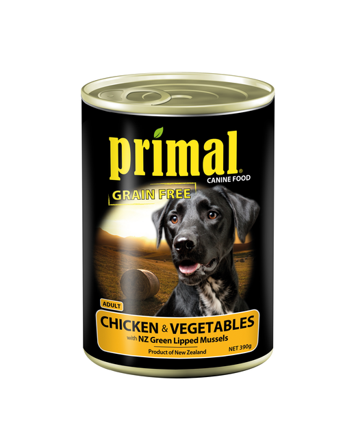 Primal Chicken & Veges 390g Can with NZ Green Lipped Mussel