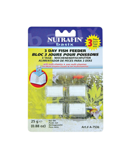 Nutrafin Basix 3 Day Fish Feeder 4pk 25gm