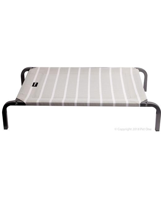 Pet One Leisure Raised Dog Bed Grey/White Small