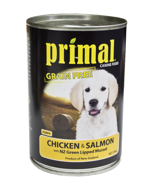 Primal Puppy 390g Can Chicken, salmon & Vege with NZ Green Lipped Mussel