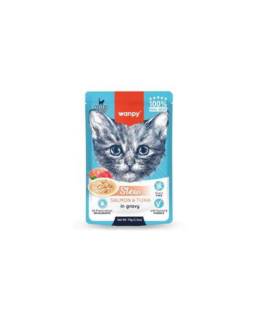 Wanpy Cat - Salmon & Tuna Stew Pouch 70g (10pk)