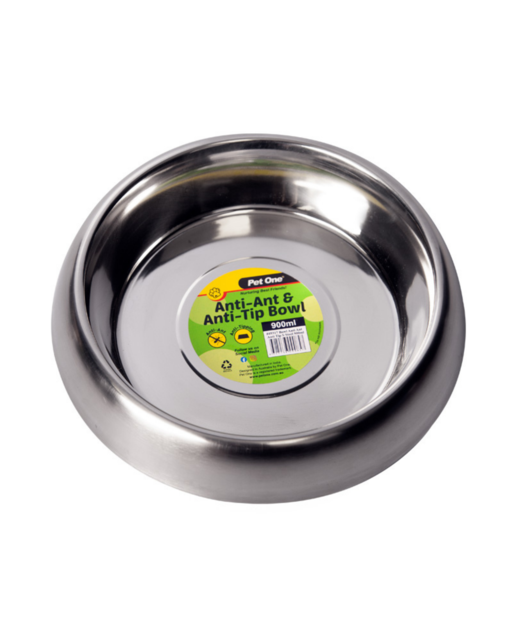 Pet One Anti Ant Anti Tip Stainless Steel Bowl 900ml