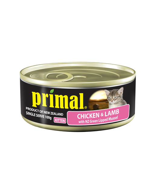 Primal Kitten Chicken & Lamb 100g Can with NZ Green Lipped Mussel
