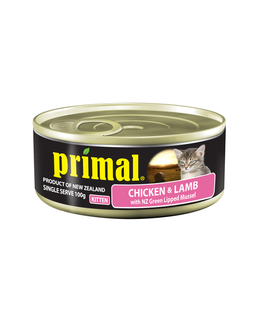 Primal Kitten Chicken & Lamb 100g Can with NZ Green Lipped Mussel