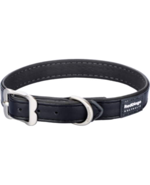 Red Dingo Dog Collar Vegan Leather Black 15mmx30cm 