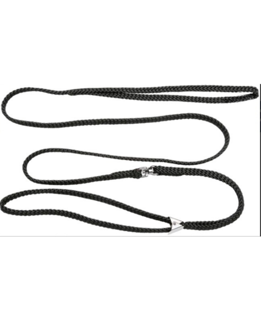 Lead Nylon Flat Show 7mm w/Slide Black 120cm long